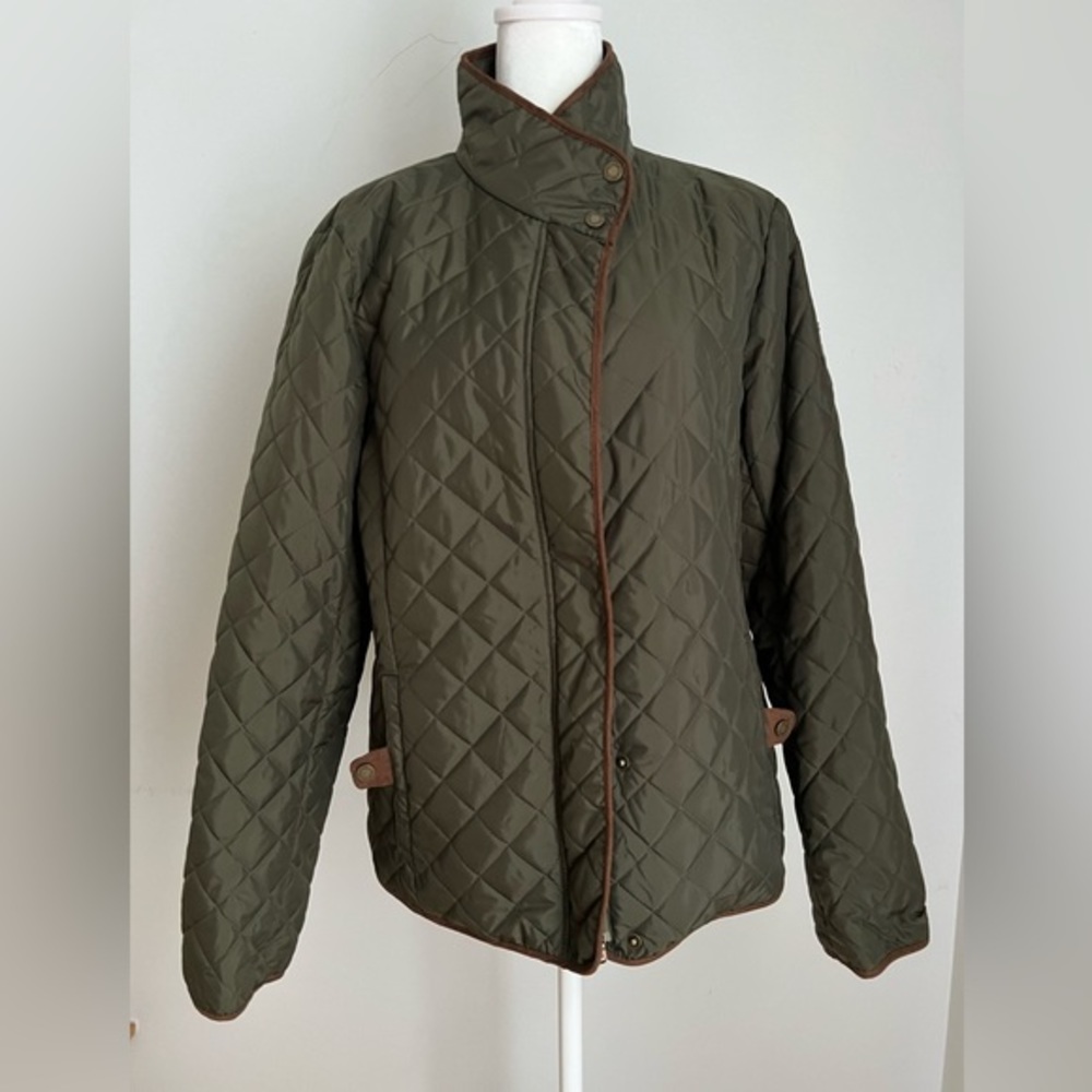 Ralph Lauren Sport Quilted Crest Corduroy Trim Equestrian Preppy Jacket Coat XS